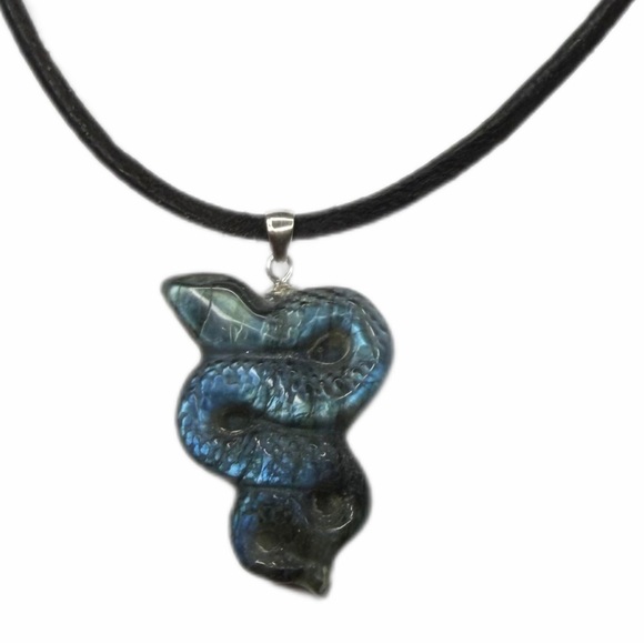 Hand Crafted Jewelry - Laborite snake necklace handmade leather cord